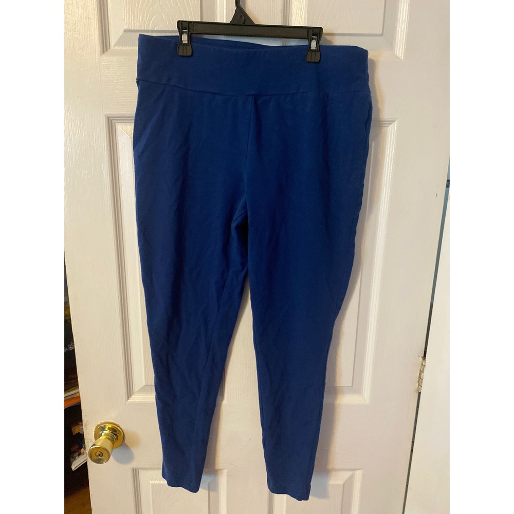 Terra & Sky Womens 0X 14W Royal Blue High Rise Full Length Knit Leggings